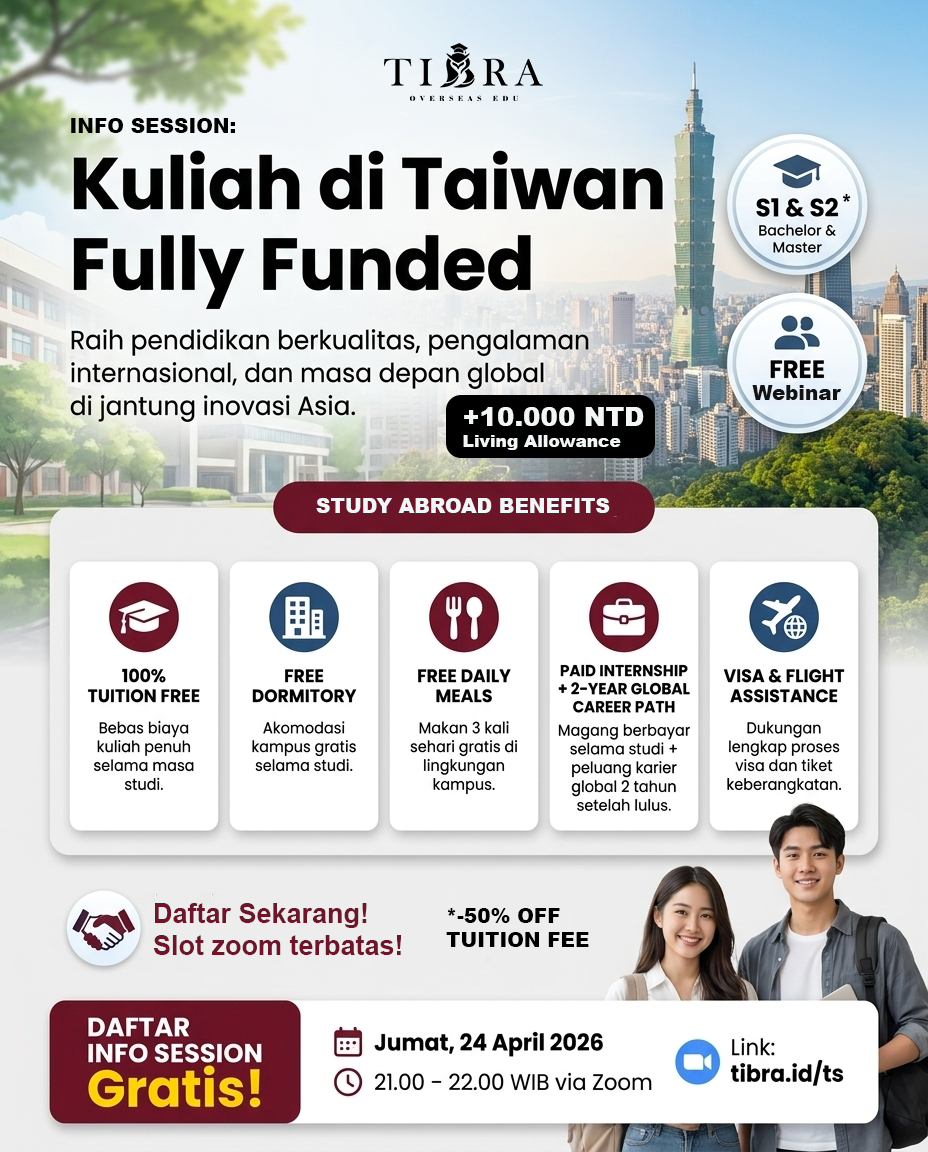 FREE Webinar: Kuliah di Taiwan FULLY FUNDED! + Living Allowance!